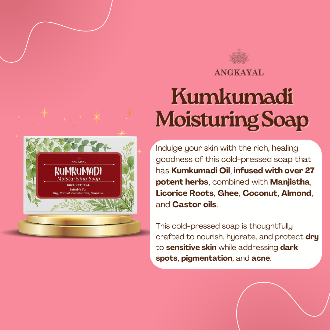 Kumkumadi Moisturising Soap - Hydrating Glow Cleanser for Dry & Sensitive Skin