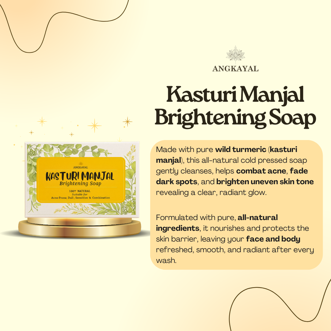 Kasturi Manjal Brightening Soap – Natural Wild Turmeric Cleanser for Acne, Brighter & Glowing Skin