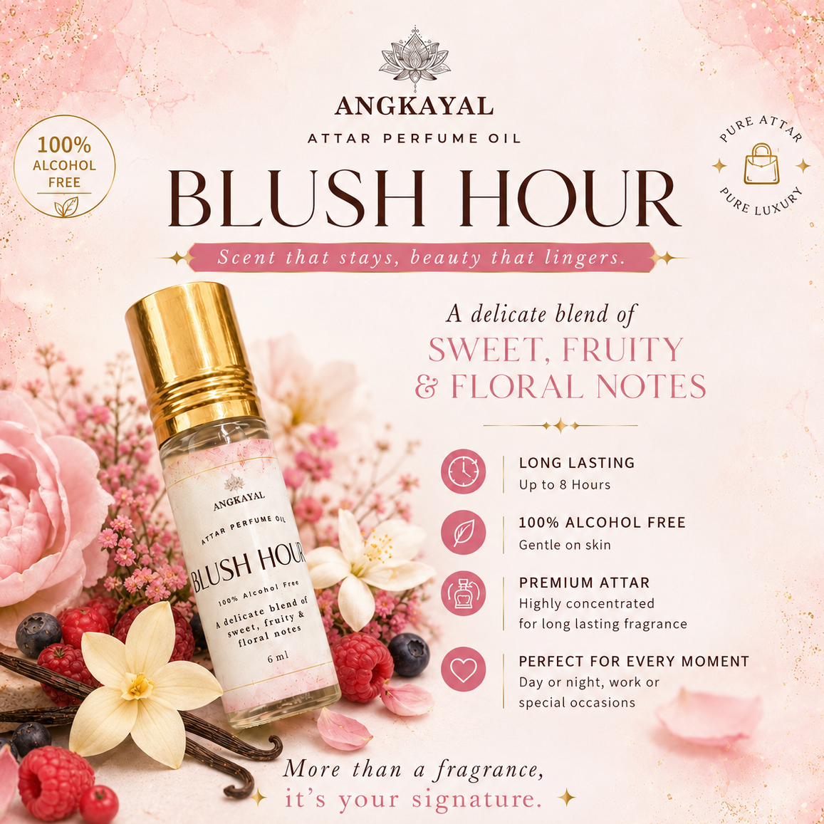 Blush Hour - Attar Perfume Oil (100% Alcohol Free)