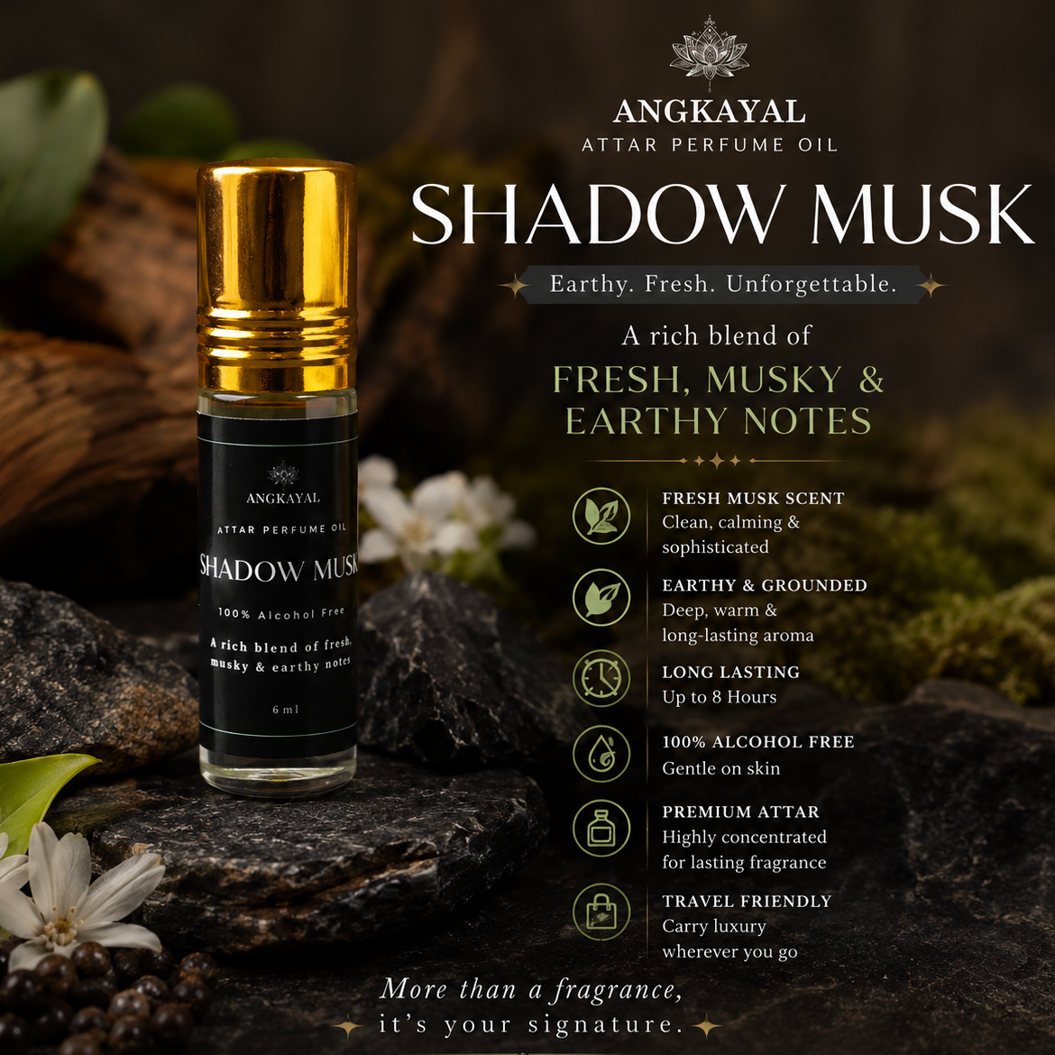Shadow Musk - Attar Perfume Oil (100% Alcohol Free)