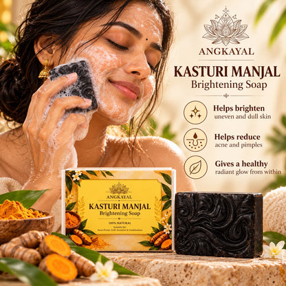 Kasturi Manjal Brightening Soap – Natural Wild Turmeric Cleanser for Acne, Brighter & Glowing Skin