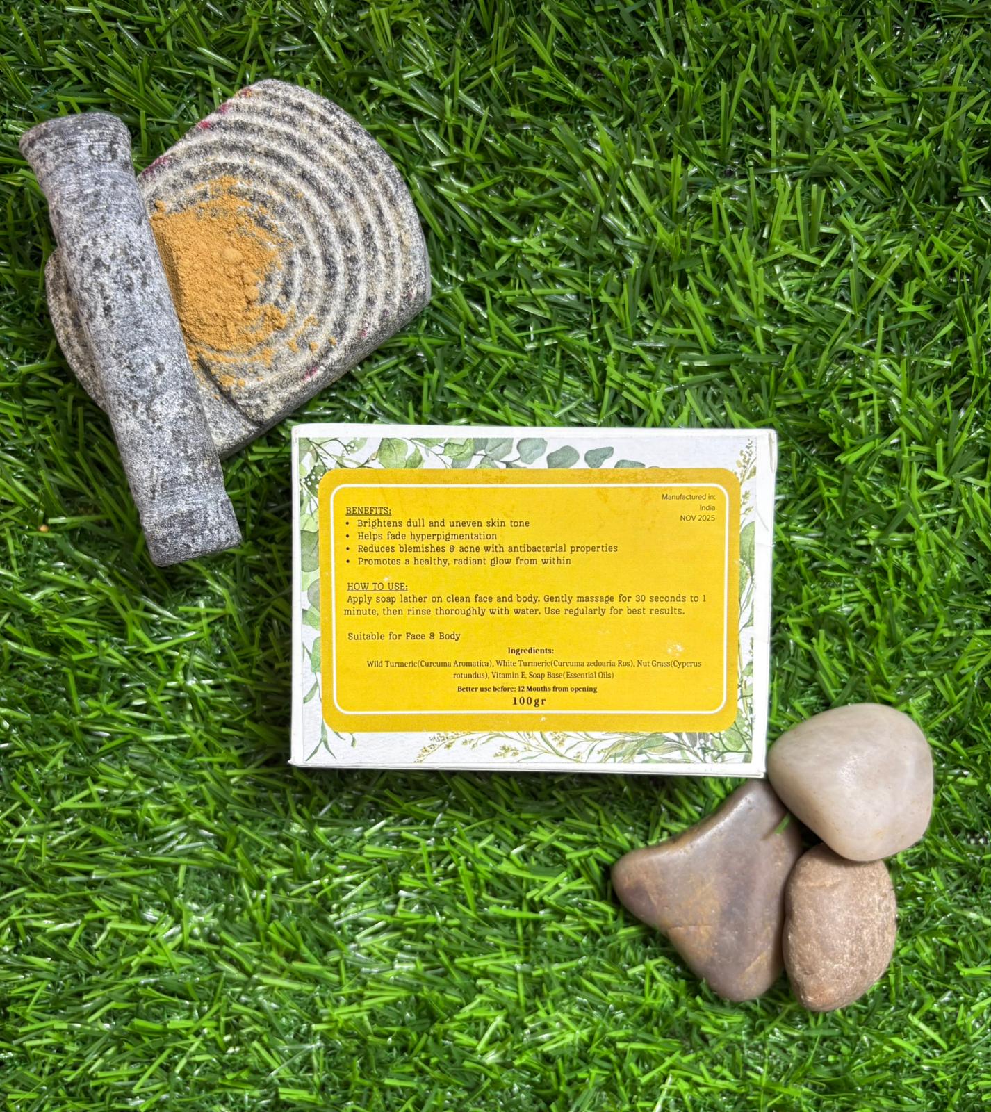 Kasturi Manjal Brightening Soap – Natural Wild Turmeric Cleanser for Acne, Brighter & Glowing Skin