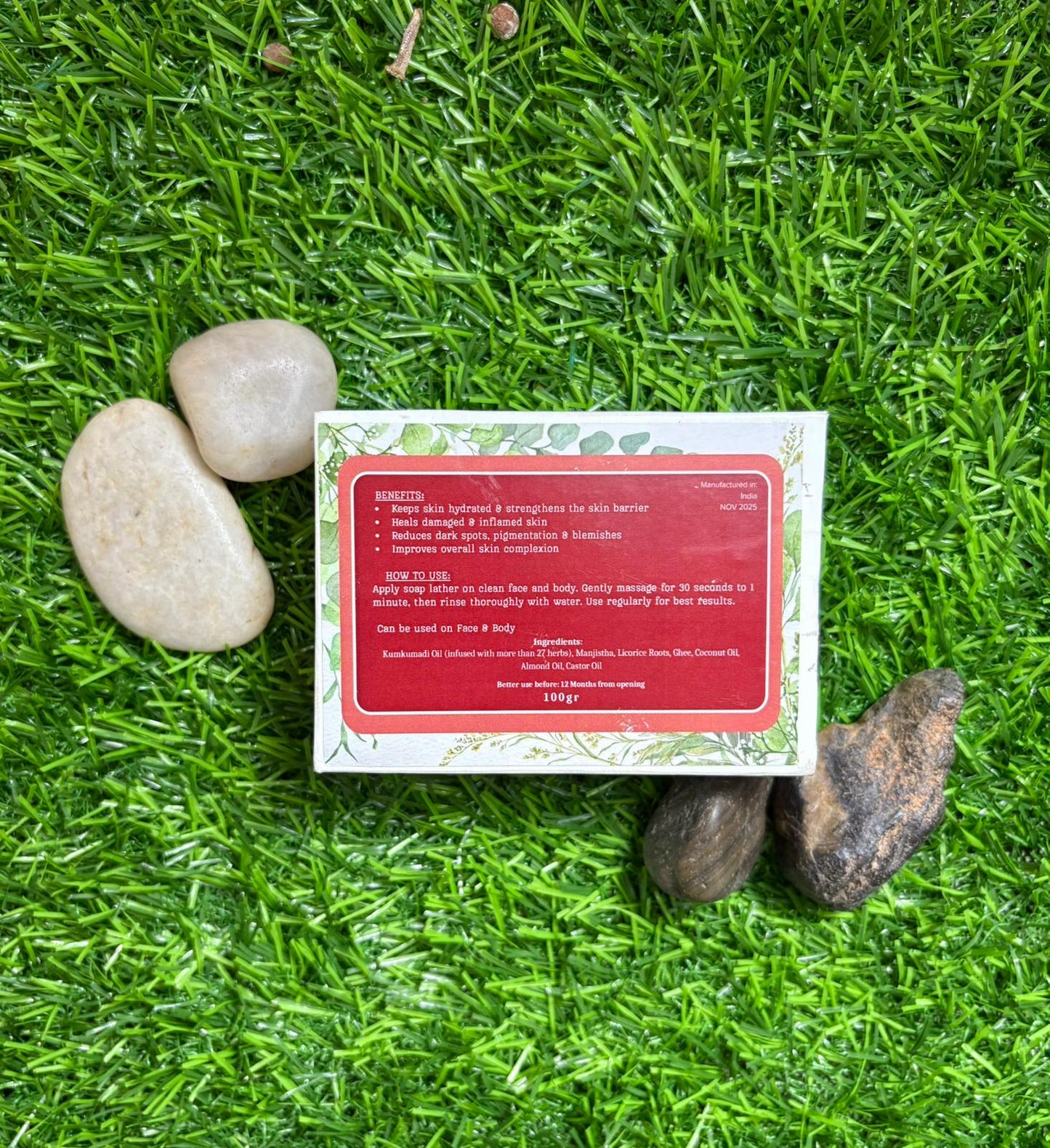 Kumkumadi Moisturising Soap - Hydrating Glow Cleanser for Dry & Sensitive Skin